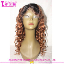 China Qingdao factory 100% brazilian virgin remy human hair glueless two tone color 1b/30 lace wig